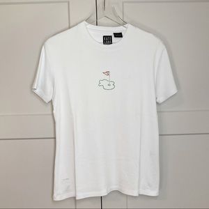 Kate Lord White Golf Tee Short Sleeve Crystal Bead Golf Green with Flag NWOT